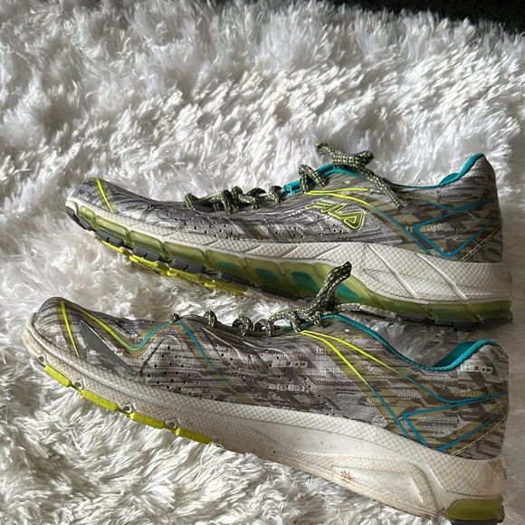 Fila Gray and Neon Yellow Women's Athletic Shoes - Picture 2 of 6